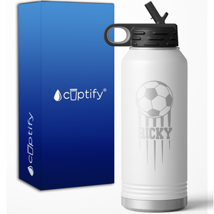 Flying Soccer Ball Personalized 32oz Sport Water Bottle