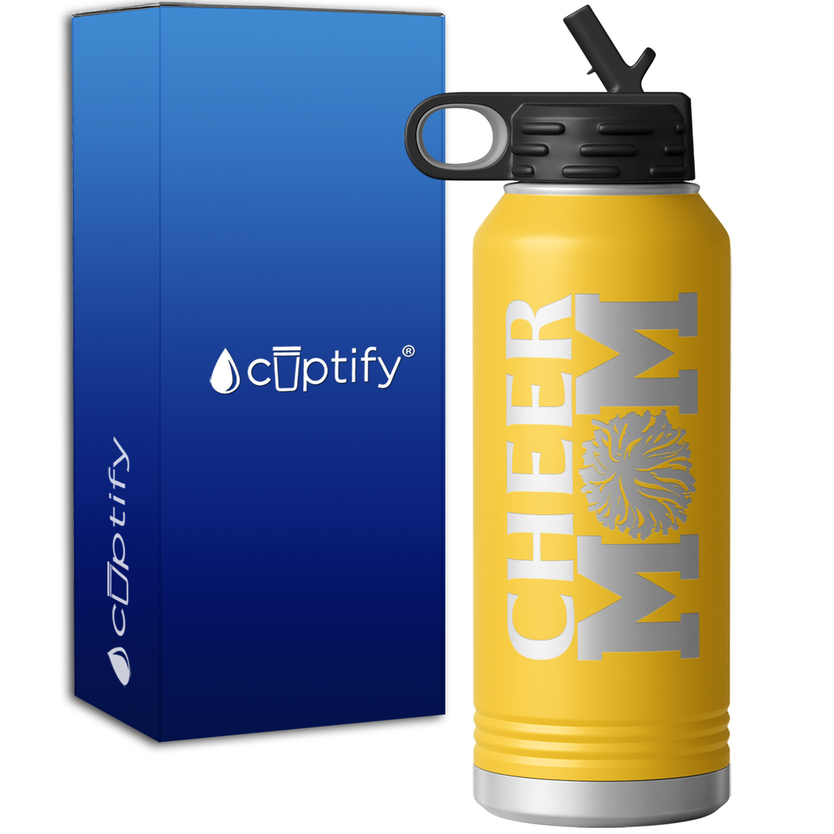 Cheer Mom Pom Pom 32oz Sport Water Bottle
