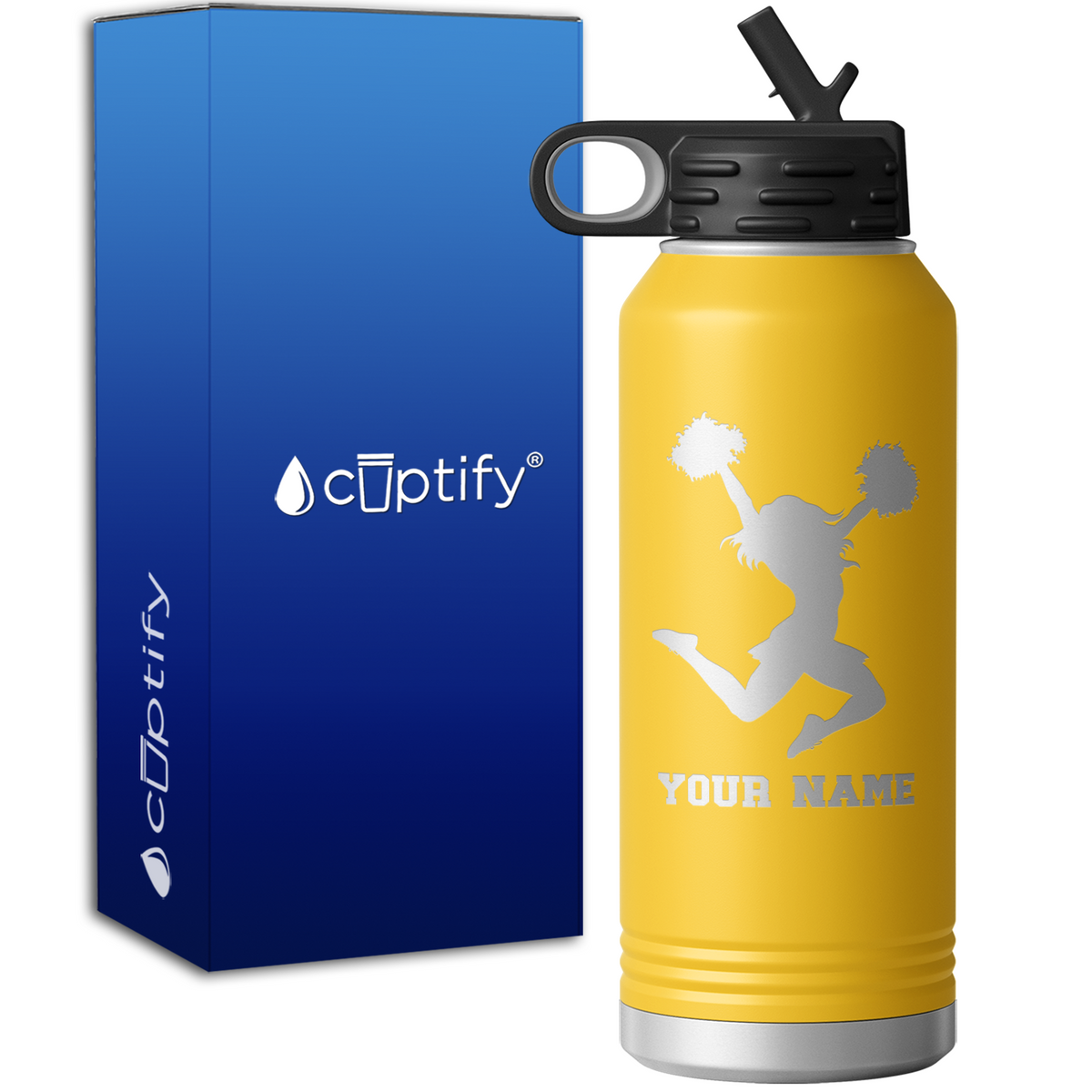 Personalized Cheerleader Silhouette 32oz Sport Water Bottle