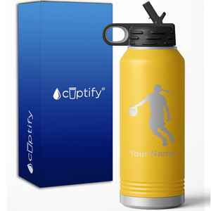 Basketball Female Player Silhouette Personalized 32oz Sport Water Bottle