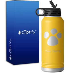 Paw Print Personalized 32oz Sport Water Bottle