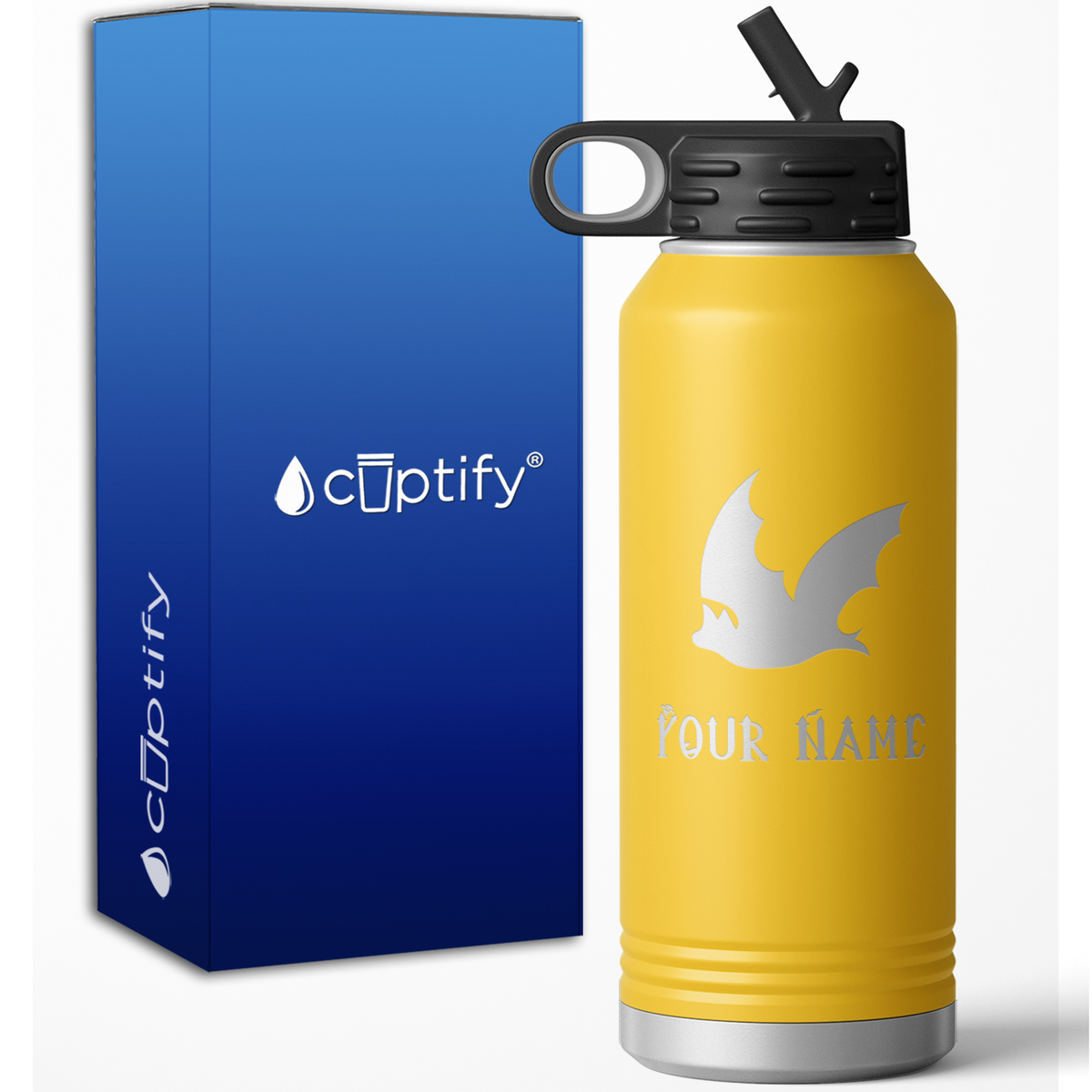 Flying Bat Personalized 32oz Sport Water Bottle