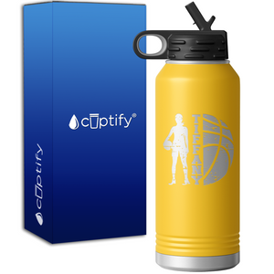Girls Distressed Basketball Personalized 32oz Sport Water Bottle