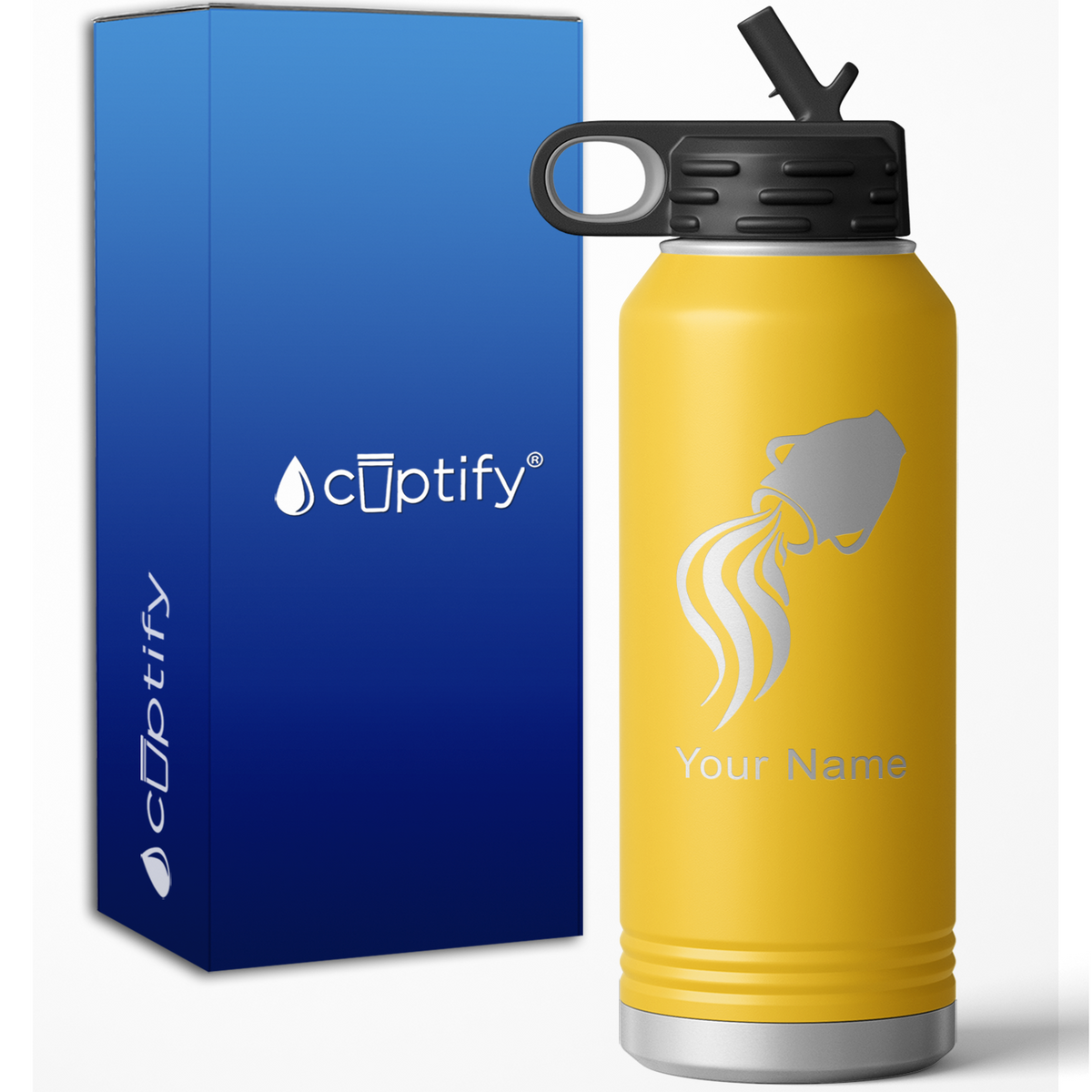 Aquarius Zodiac Sign Personalized 32oz Sport Water Bottle
