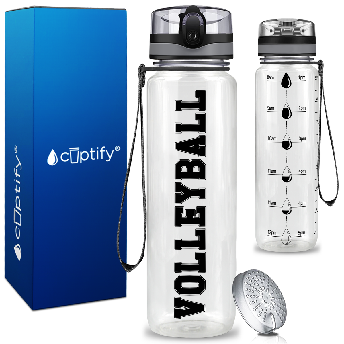 Volleyball on 32 oz Motivational Tracking Water Bottle