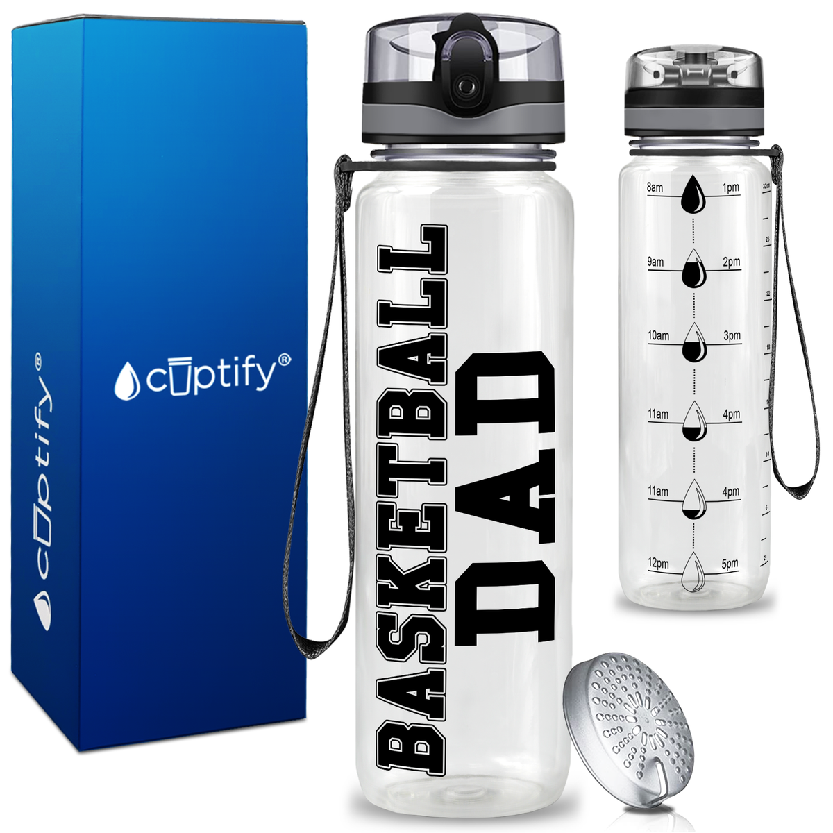 Basketball Dad on 32 oz Motivational Tracking Water Bottle