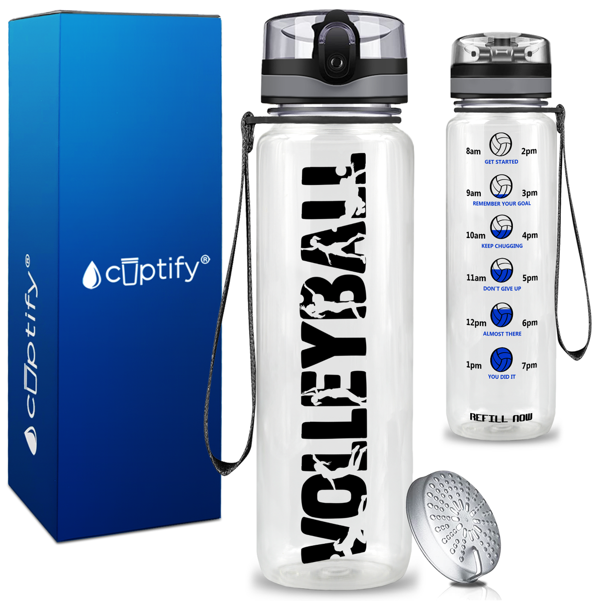 Volleyball on 32 oz Motivational Tracking Water Bottle