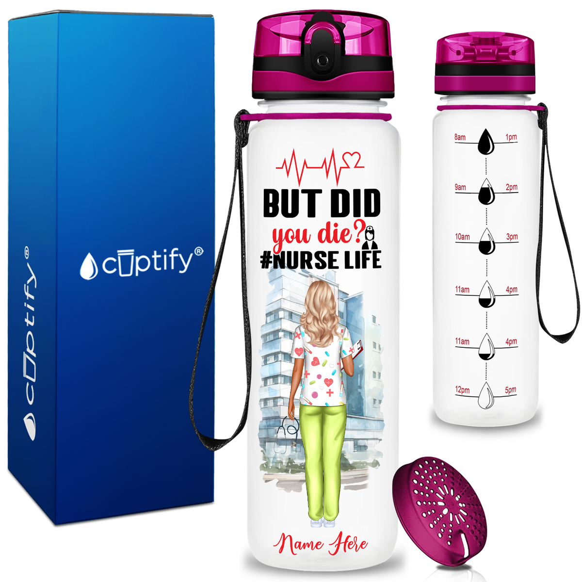 Personalized But Did You Die #NurseLife 32oz Motivational Tritan Tracking Water Bottle