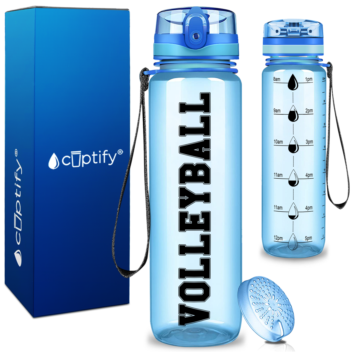 Volleyball on 32 oz Motivational Tracking Water Bottle