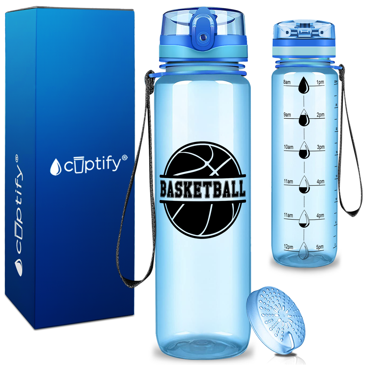 Basketball Design on 32 oz Motivational Tracking Water Bottle