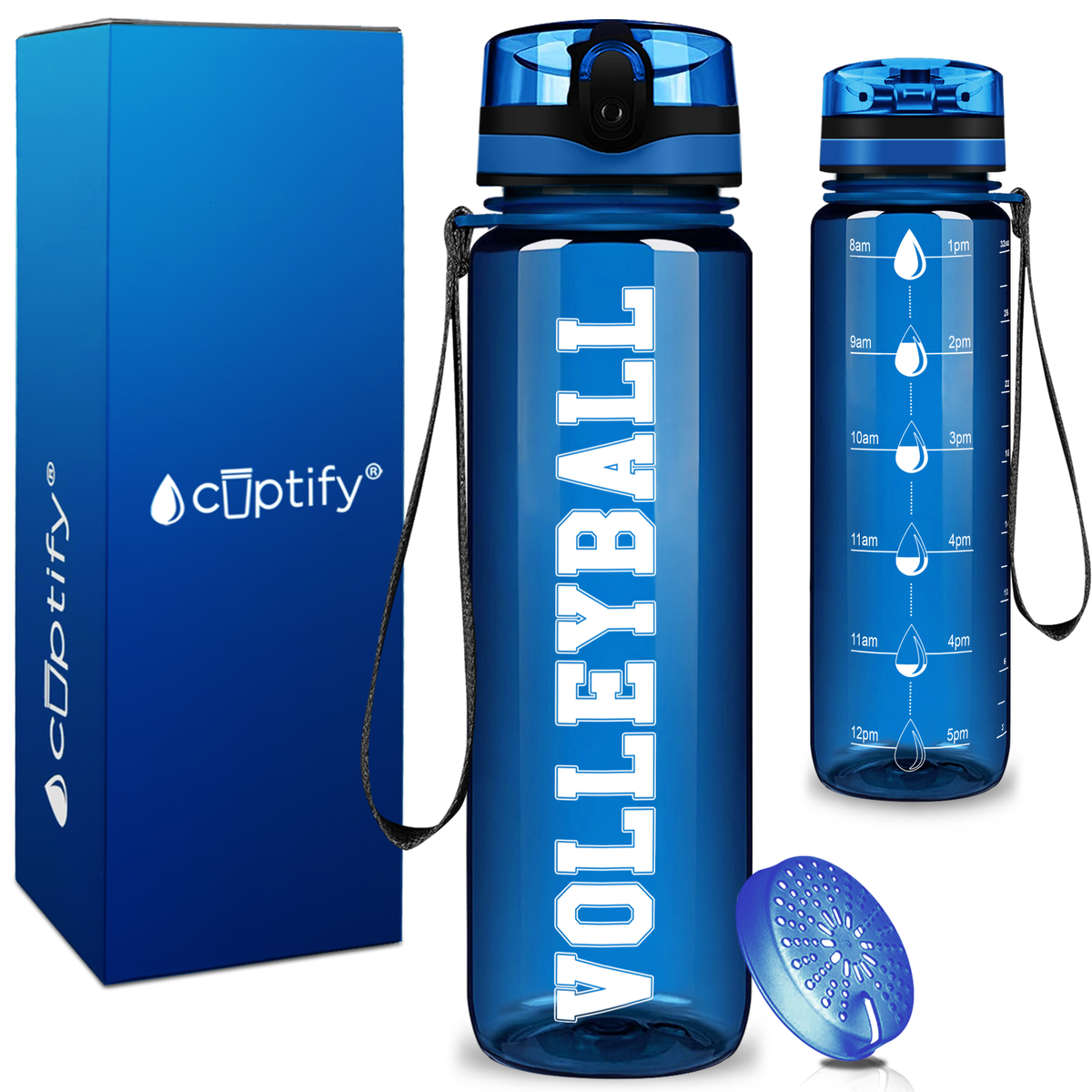 Volleyball on 32 oz Motivational Tracking Water Bottle