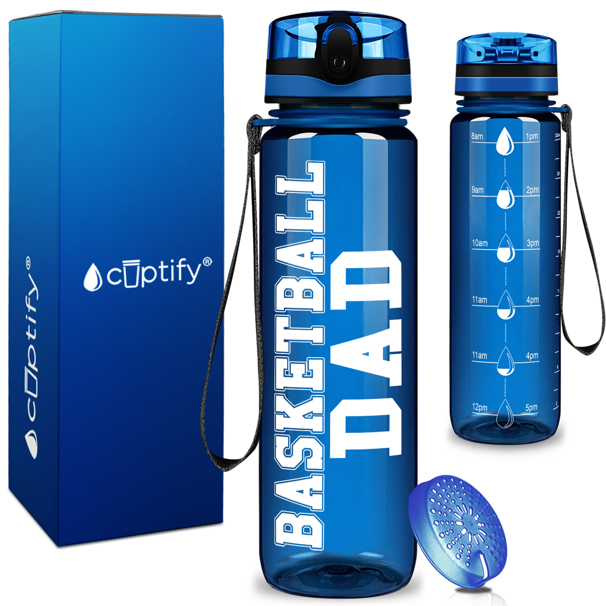 Basketball Dad on 32 oz Motivational Tracking Water Bottle