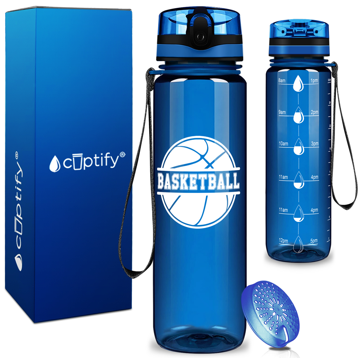 Basketball Design on 32 oz Motivational Tracking Water Bottle