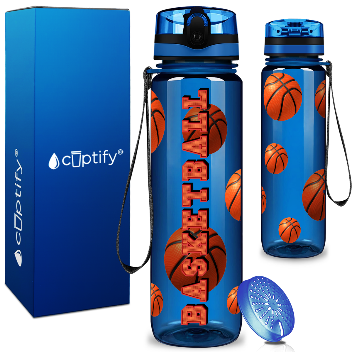 Basketball on 32 oz Motivational Tracking Water Bottle