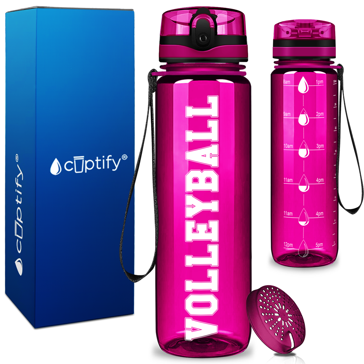 Volleyball on 32 oz Motivational Tracking Water Bottle