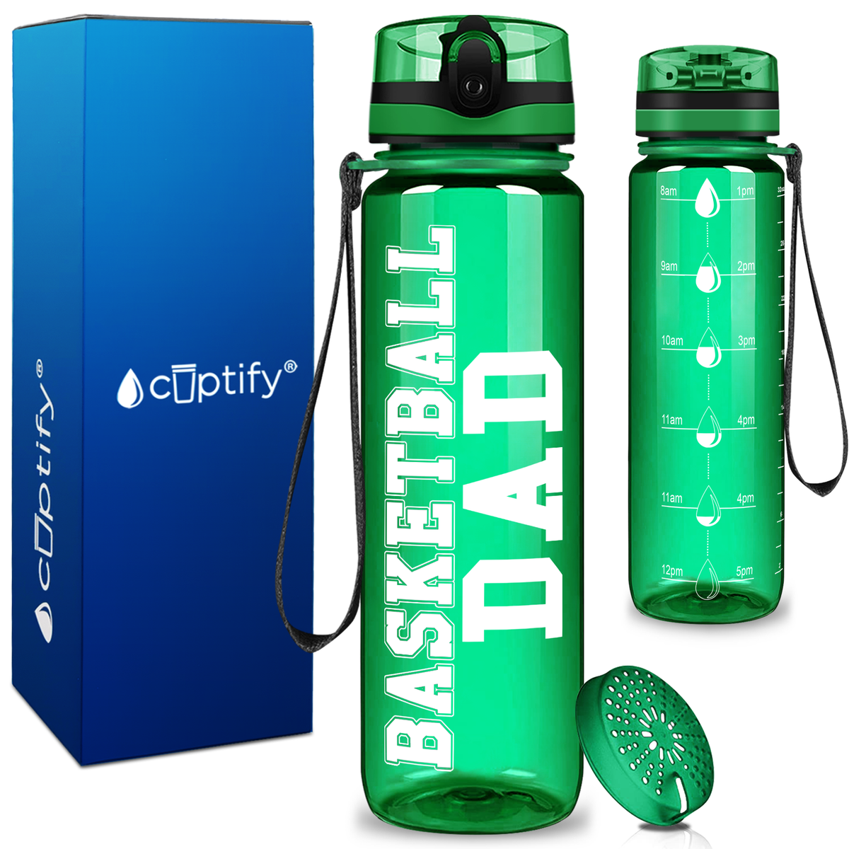 Basketball Dad on 32 oz Motivational Tracking Water Bottle