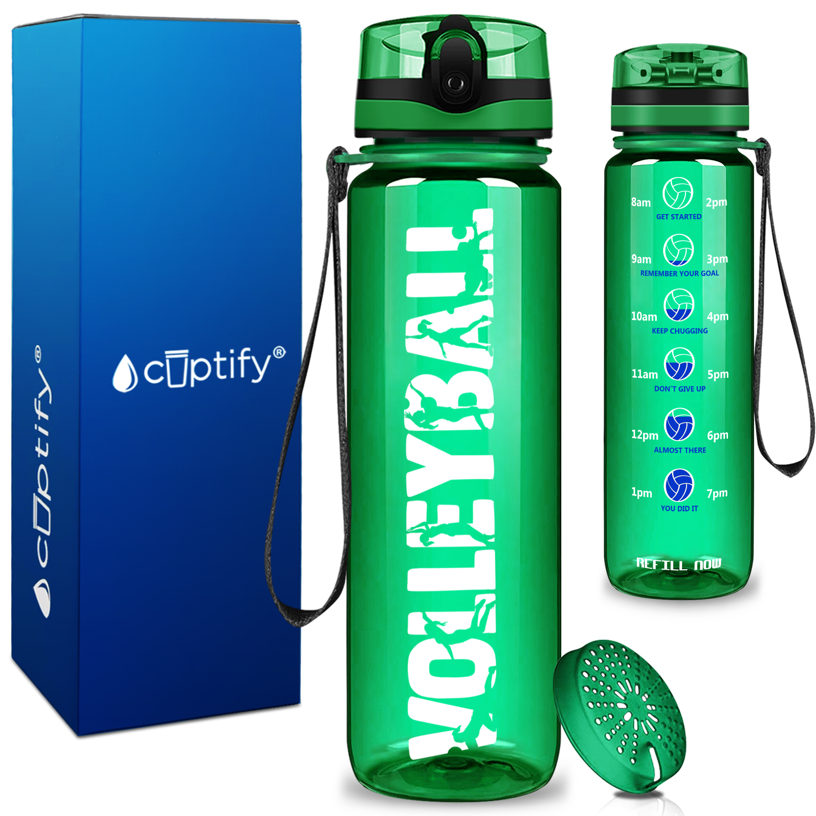 Volleyball on 32 oz Motivational Tracking Water Bottle