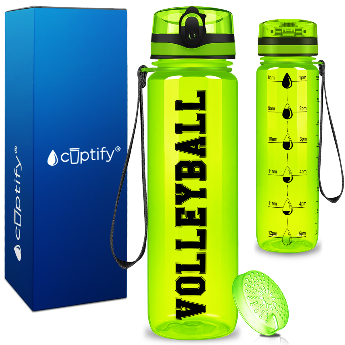 Volleyball on 32 oz Motivational Tracking Water Bottle