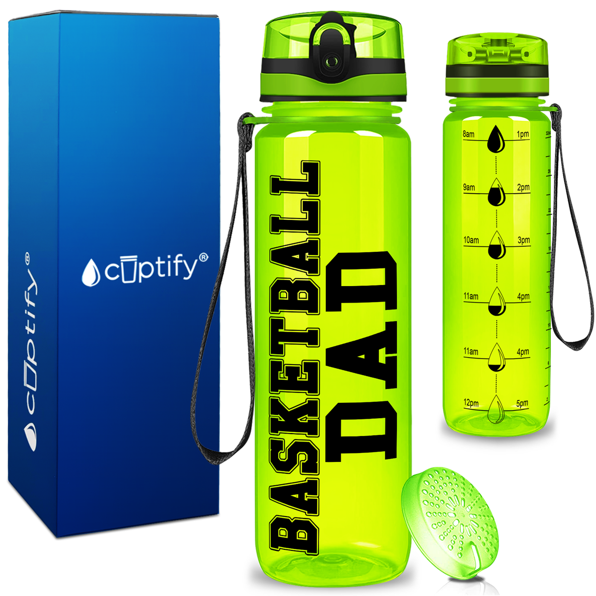 Basketball Dad on 32 oz Motivational Tracking Water Bottle