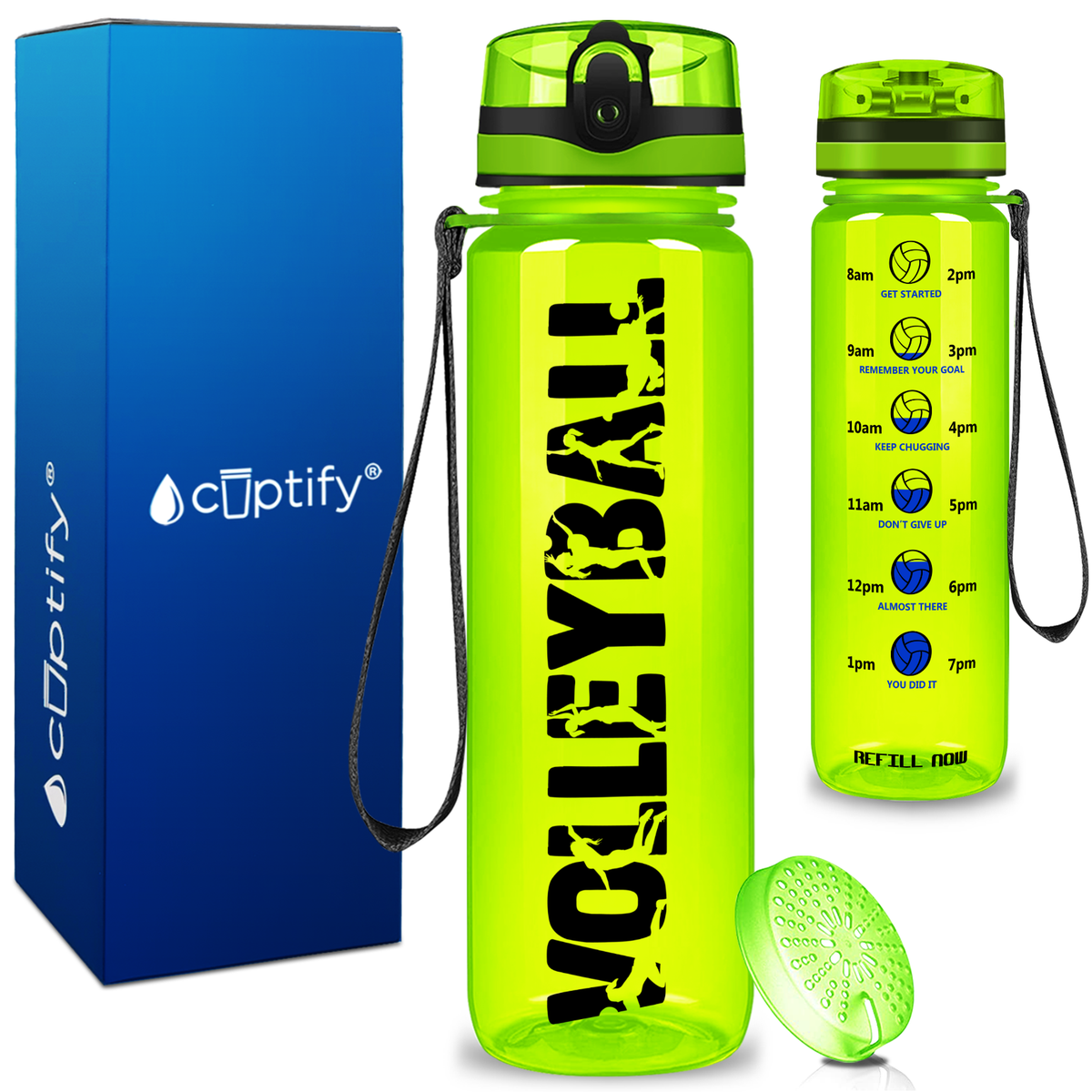 Volleyball on 32 oz Motivational Tracking Water Bottle
