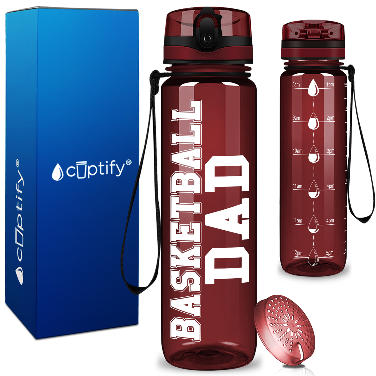 Basketball Dad on 32 oz Motivational Tracking Water Bottle