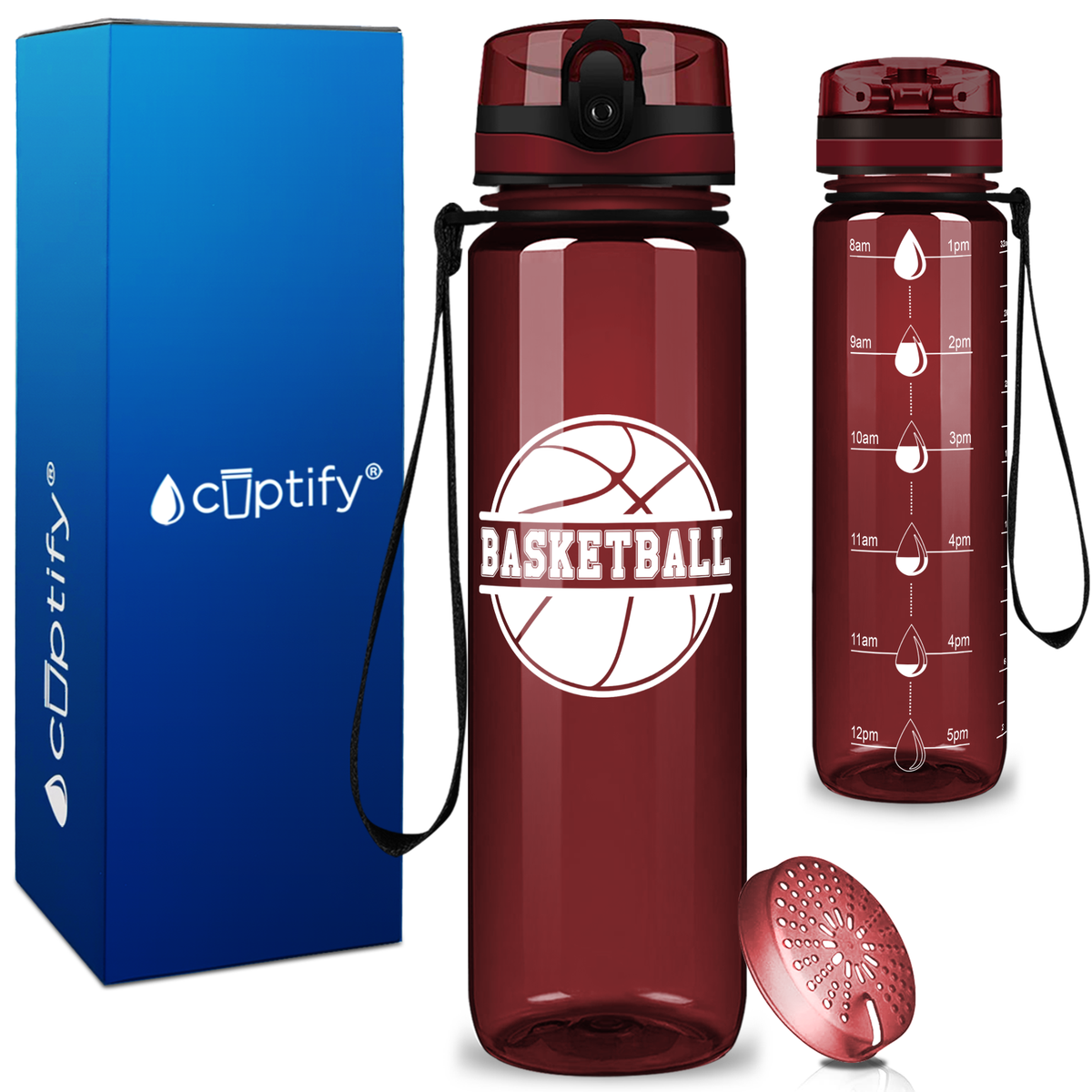 Basketball Design on 32 oz Motivational Tracking Water Bottle
