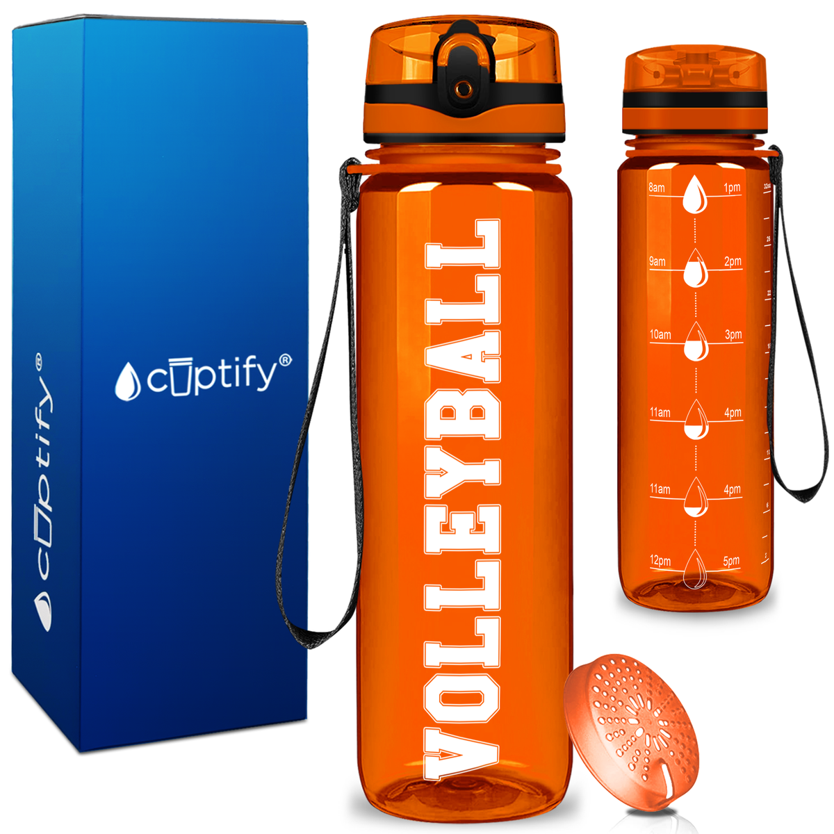 Volleyball on 32 oz Motivational Tracking Water Bottle