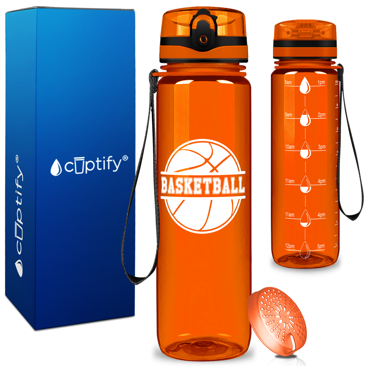 Basketball Design on 32 oz Motivational Tracking Water Bottle
