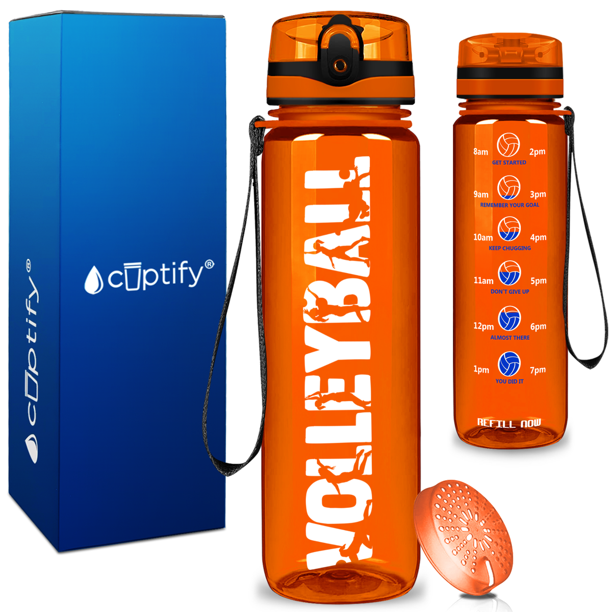 Volleyball on 32 oz Motivational Tracking Water Bottle