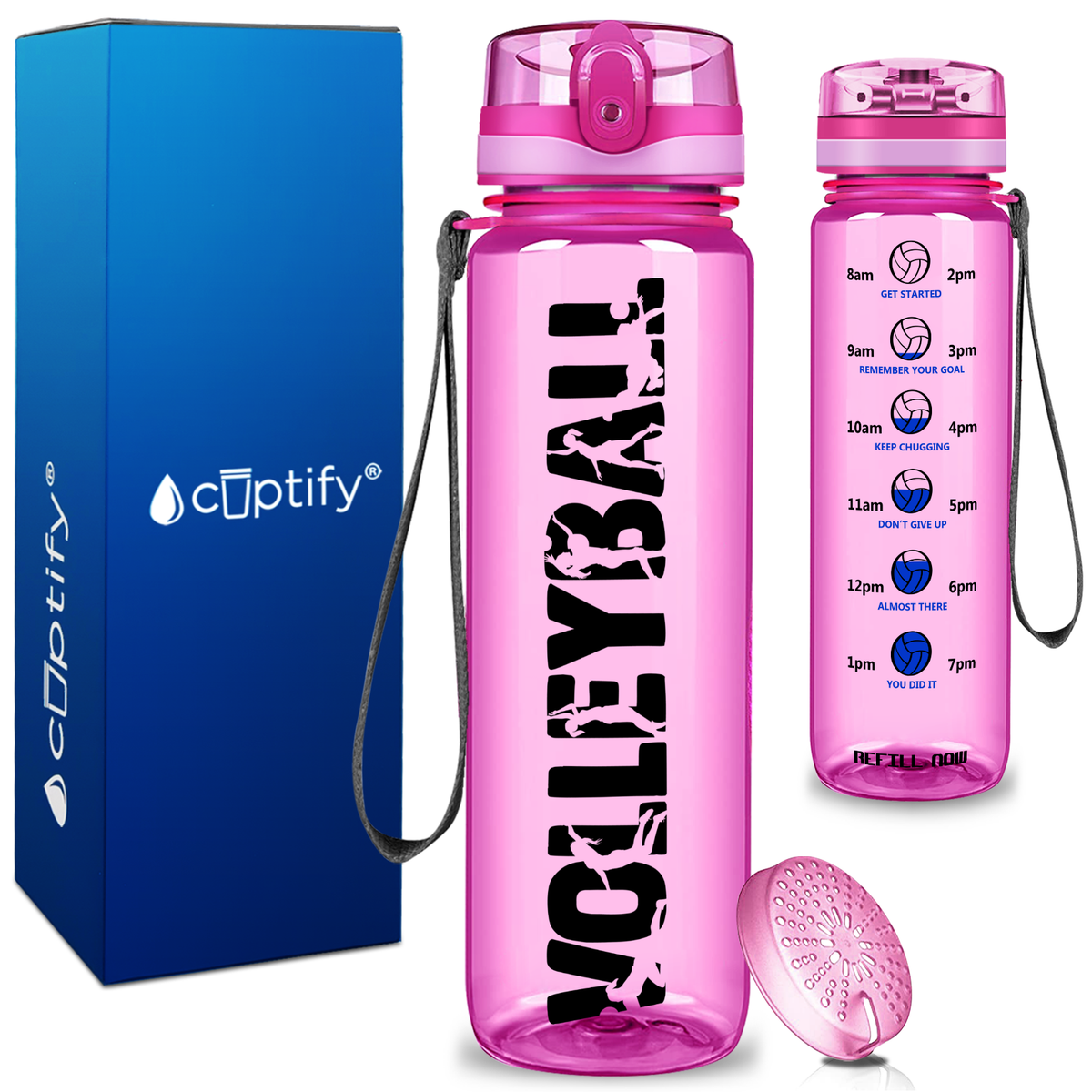 Volleyball on 32 oz Motivational Tracking Water Bottle