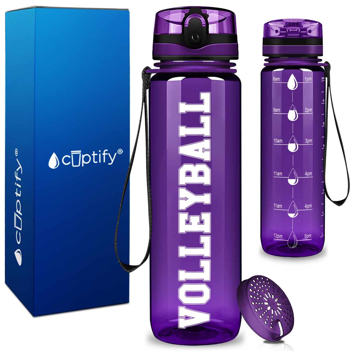 Volleyball on 32 oz Motivational Tracking Water Bottle