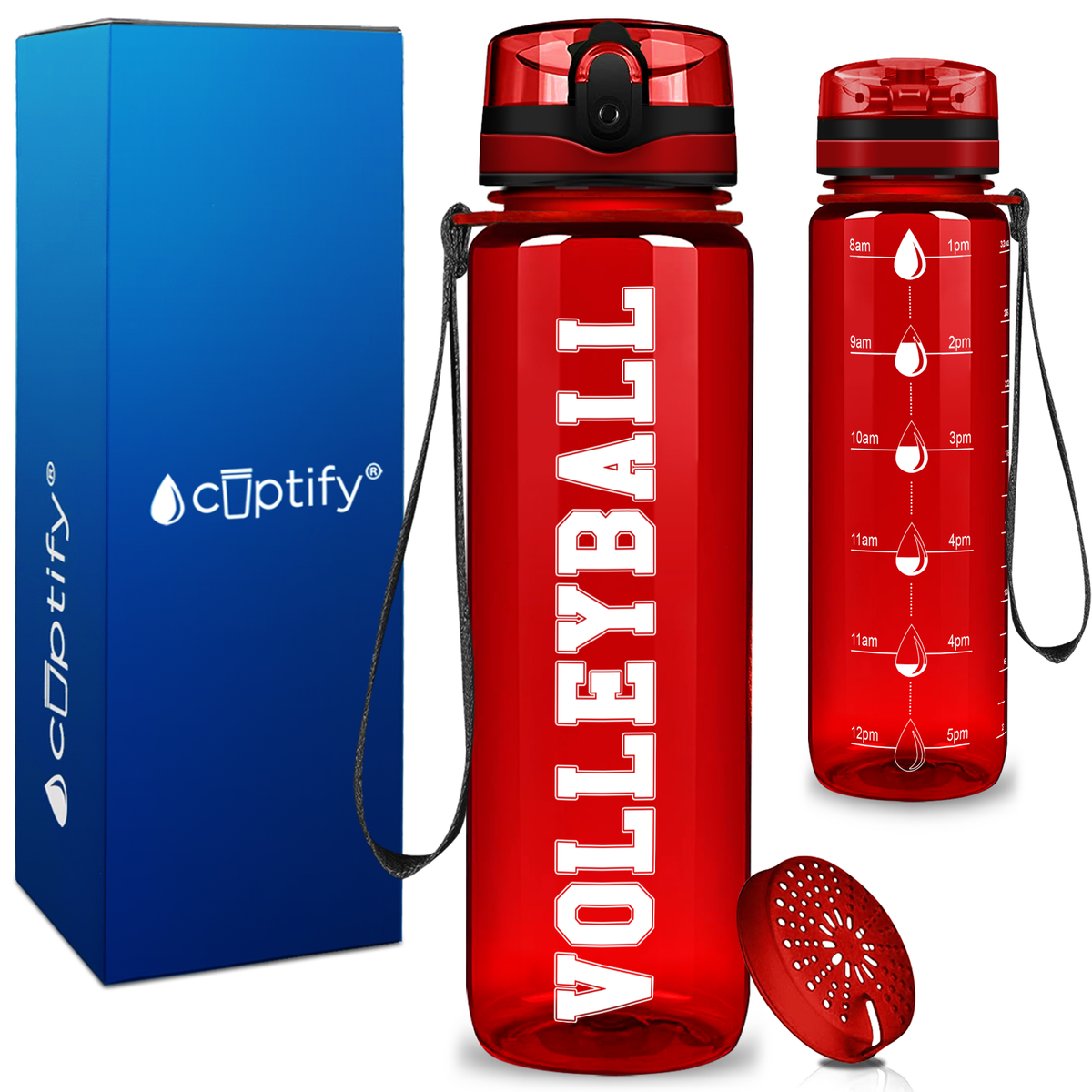 Volleyball on 32 oz Motivational Tracking Water Bottle
