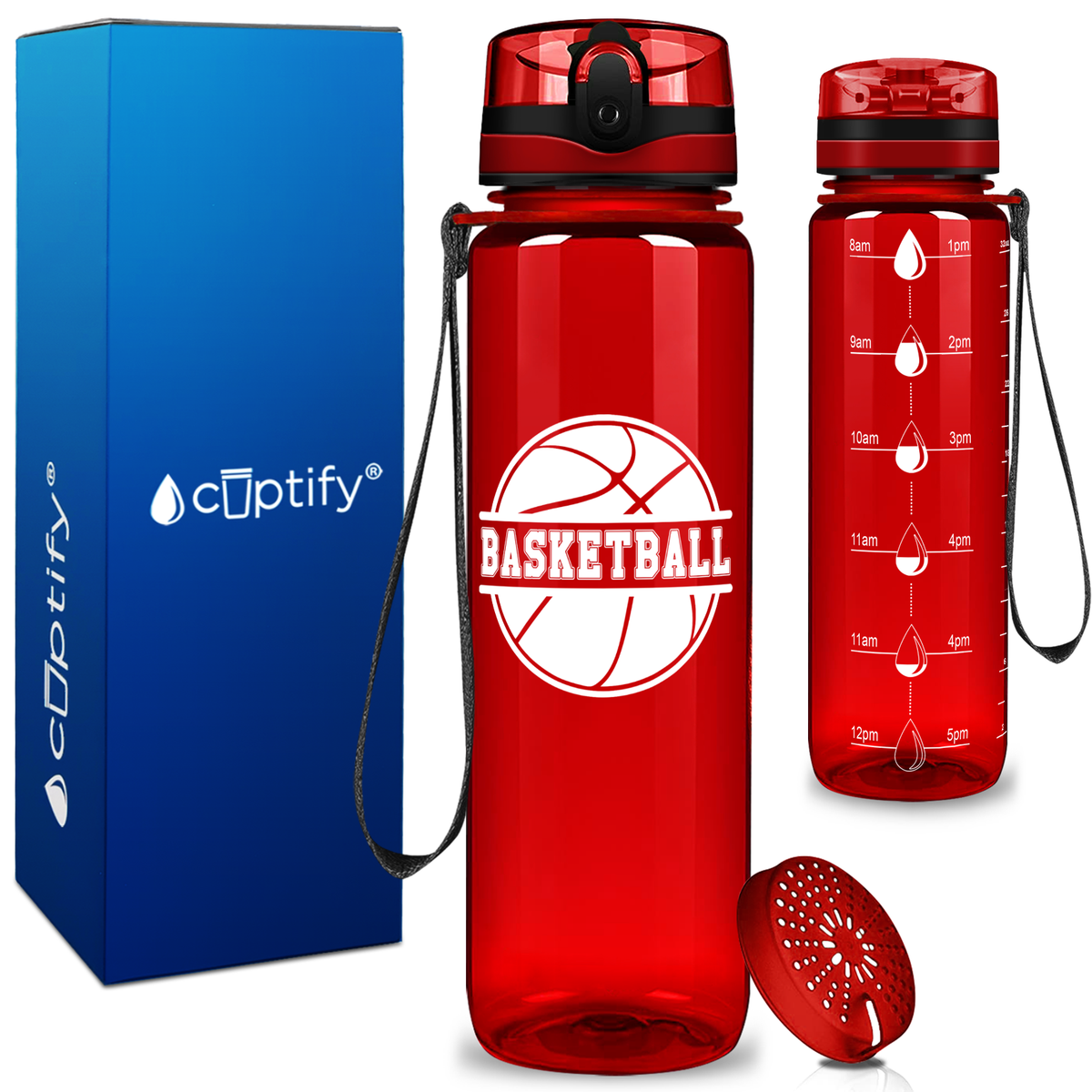 Basketball Design on 32 oz Motivational Tracking Water Bottle