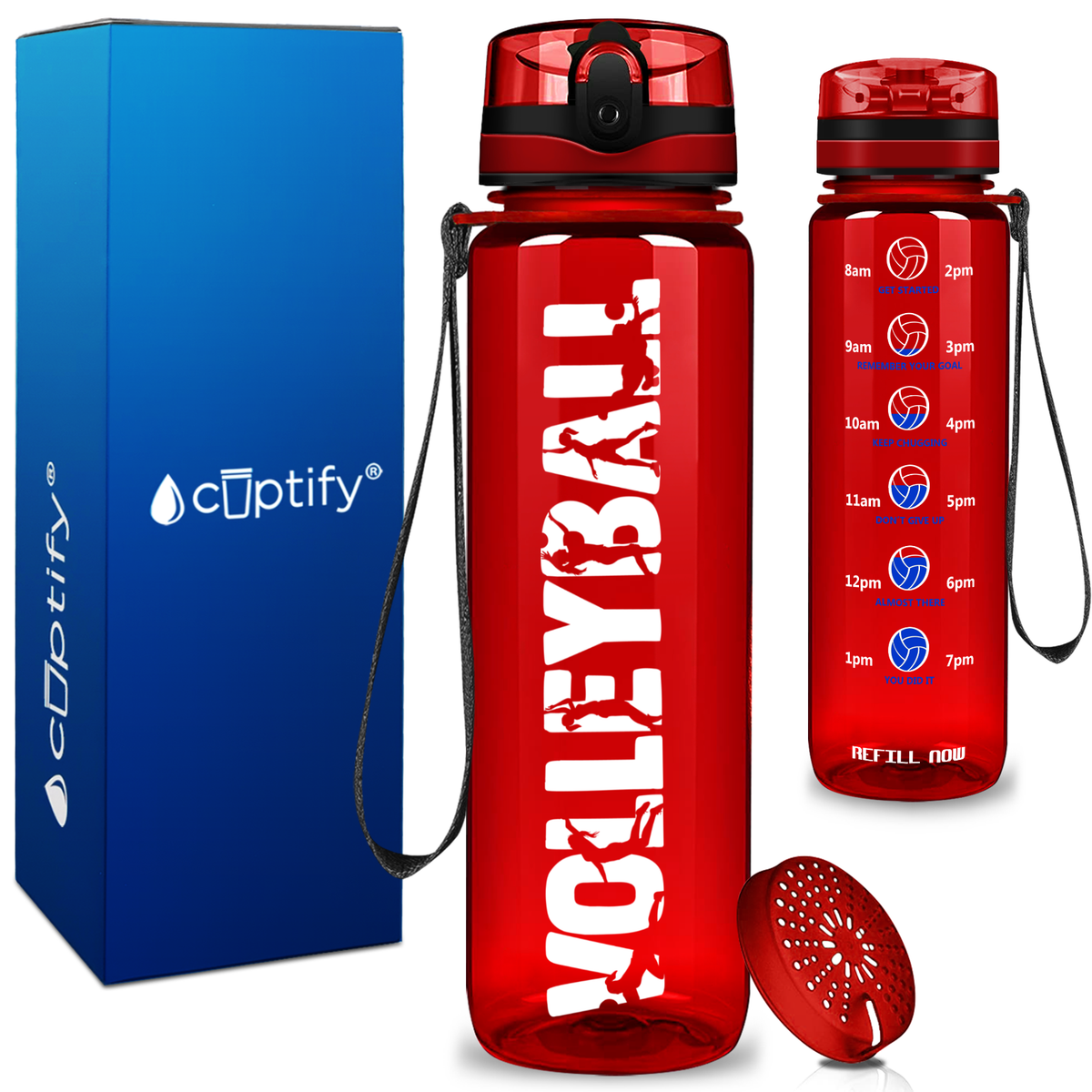 Volleyball on 32 oz Motivational Tracking Water Bottle