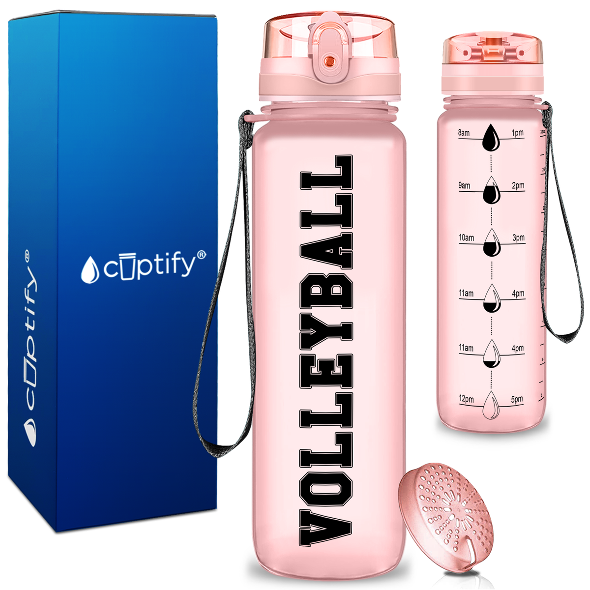Volleyball on 32 oz Motivational Tracking Water Bottle