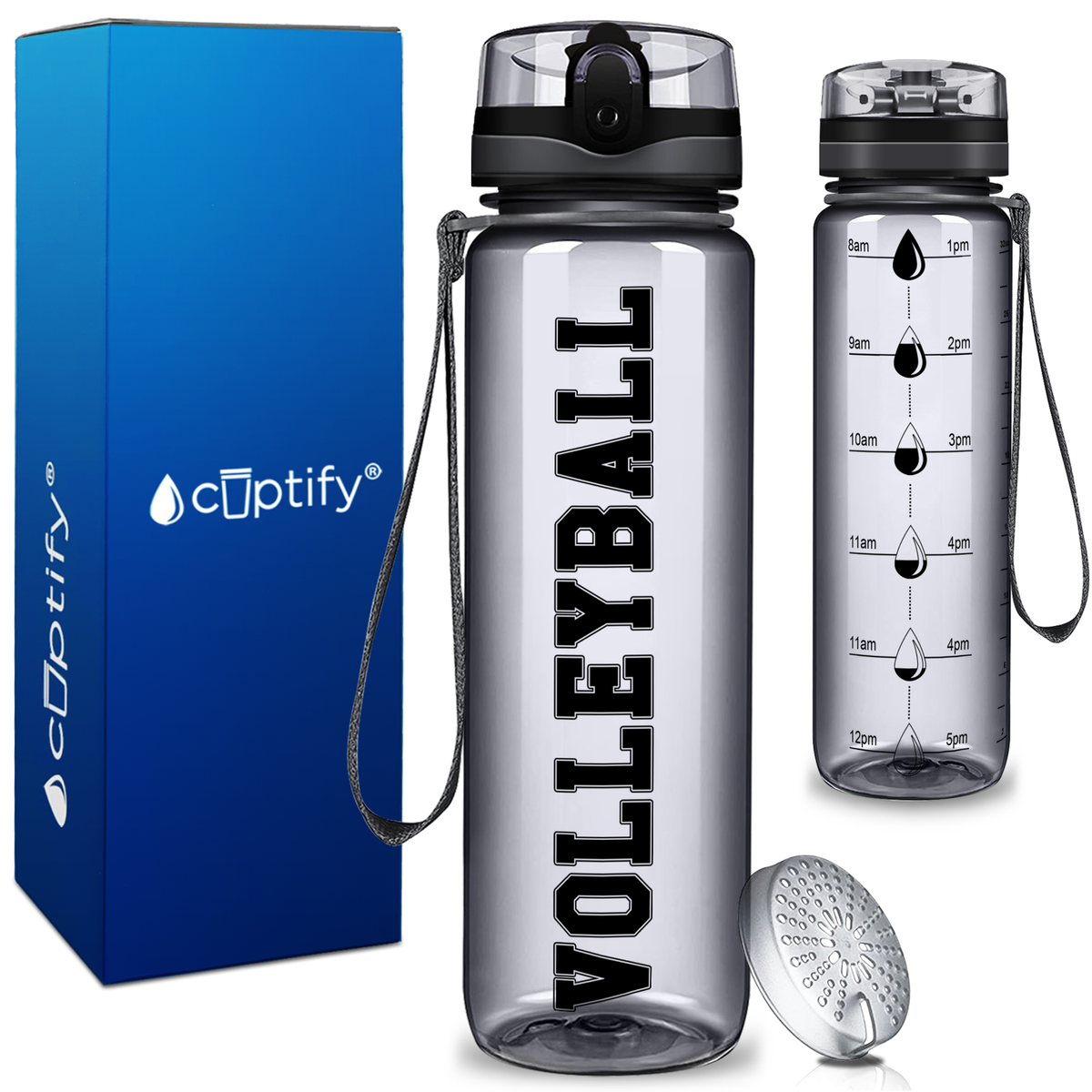 Volleyball on 32 oz Motivational Tracking Water Bottle