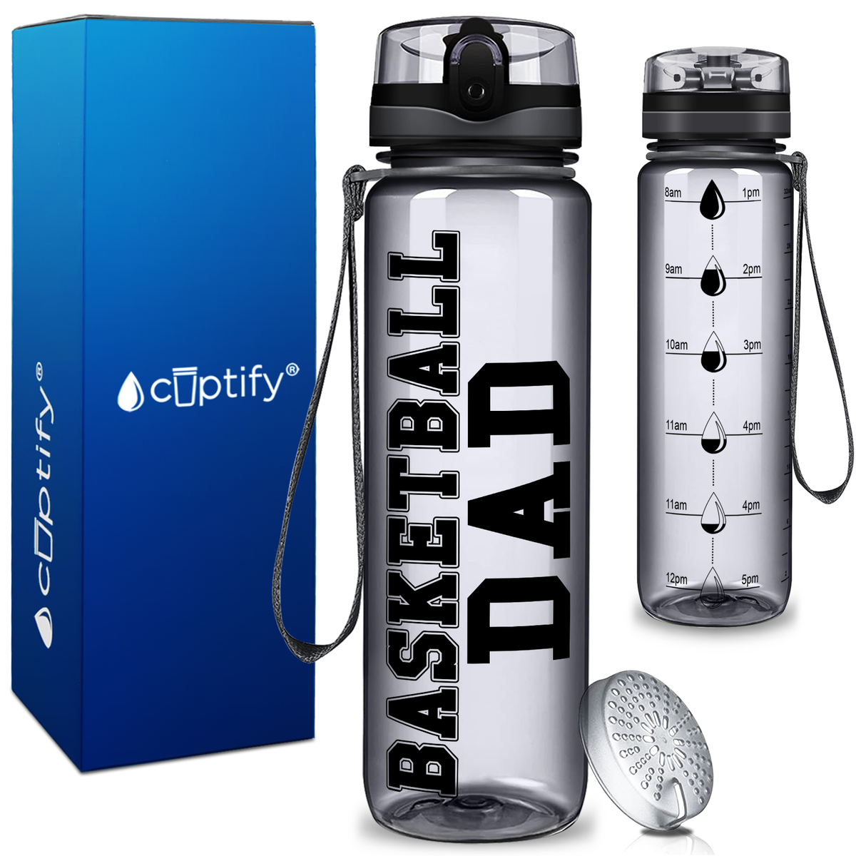 Basketball Dad on 32 oz Motivational Tracking Water Bottle