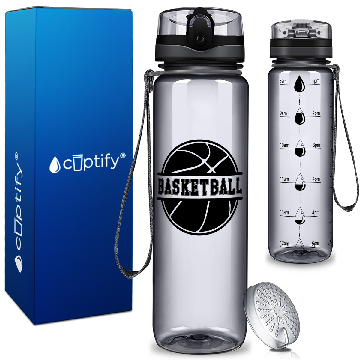 Basketball Design on 32 oz Motivational Tracking Water Bottle