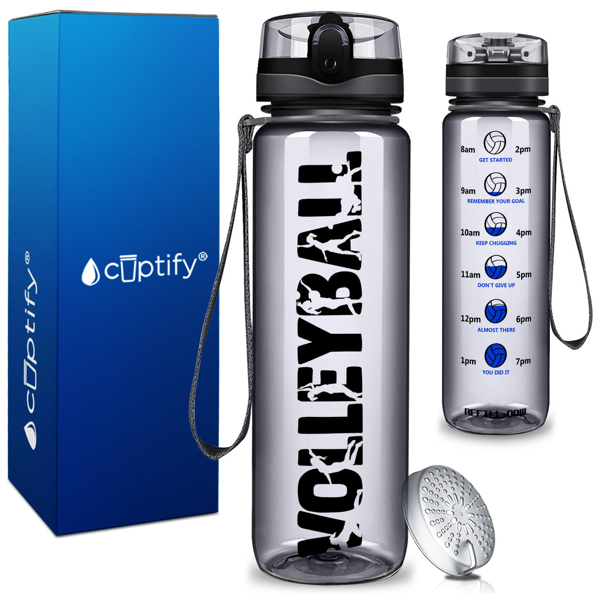 Volleyball on 32 oz Motivational Tracking Water Bottle