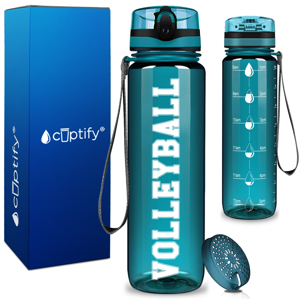 Volleyball on 32 oz Motivational Tracking Water Bottle