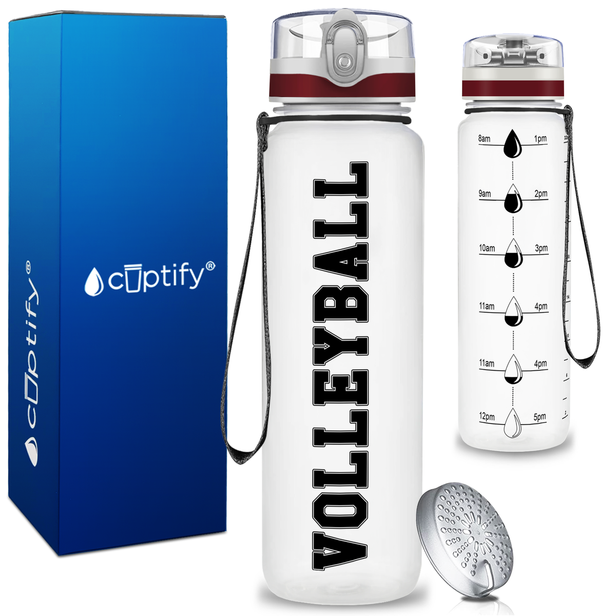 Volleyball on 32 oz Motivational Tracking Water Bottle