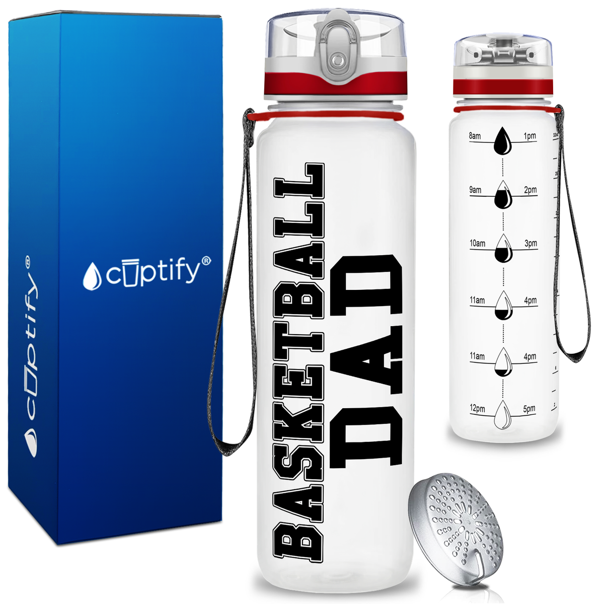 Basketball Dad on 32 oz Motivational Tracking Water Bottle