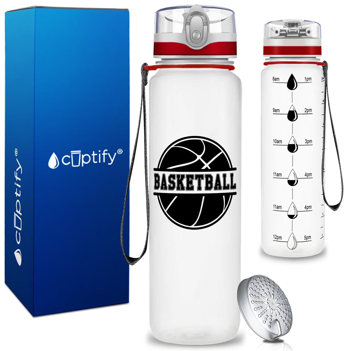 Basketball Design on 32 oz Motivational Tracking Water Bottle