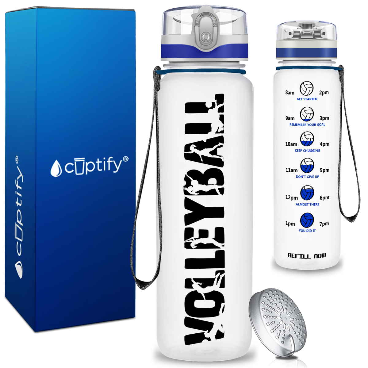 Volleyball on 32 oz Motivational Tracking Water Bottle