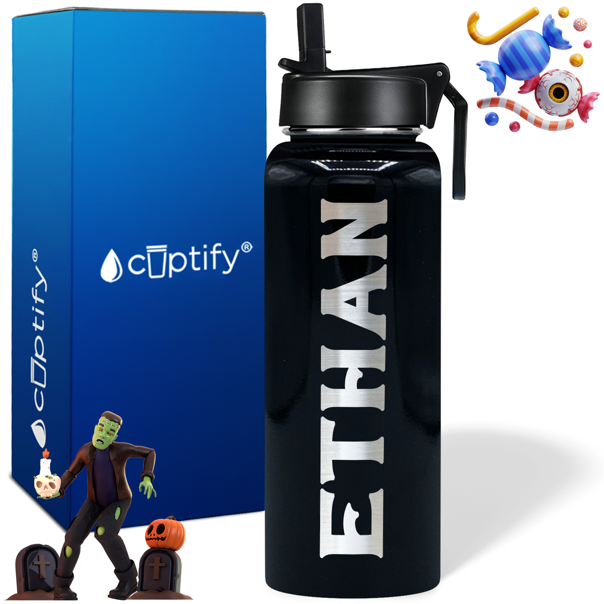 Personalized Grim on Halloween 40oz Water Bottle