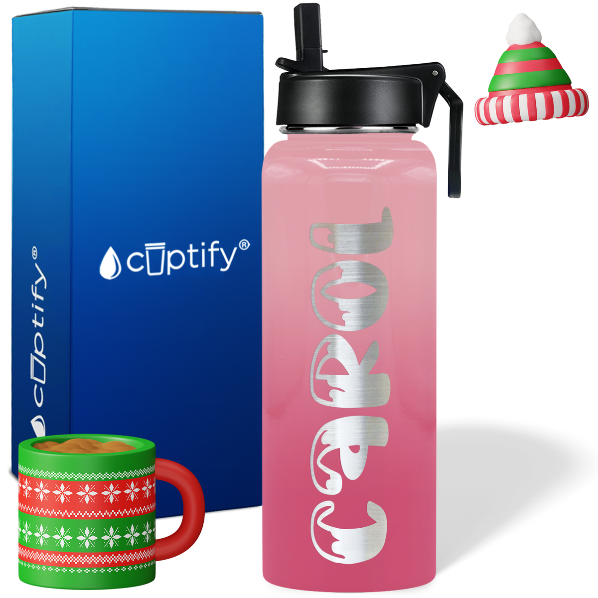 Personalized Frosty Christmas Font on 40oz Wide Mouth