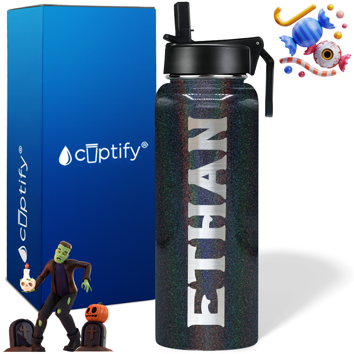 Personalized Grim on Halloween 40oz Water Bottle