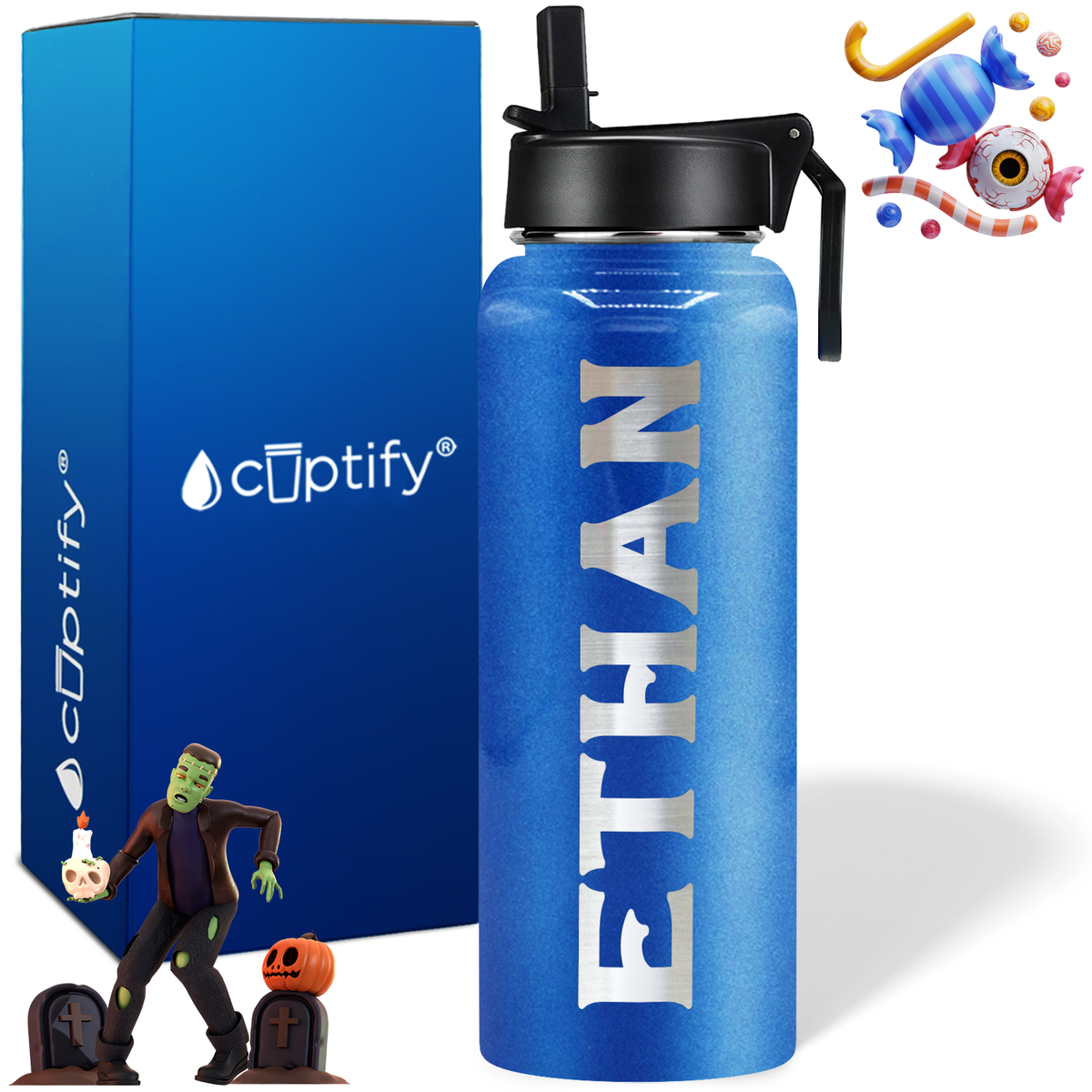 Personalized Grim on Halloween 40oz Water Bottle