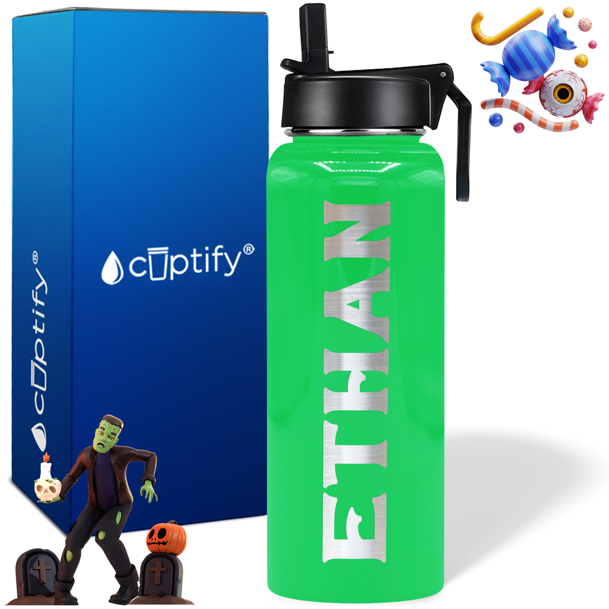 Personalized Grim on Halloween 40oz Water Bottle
