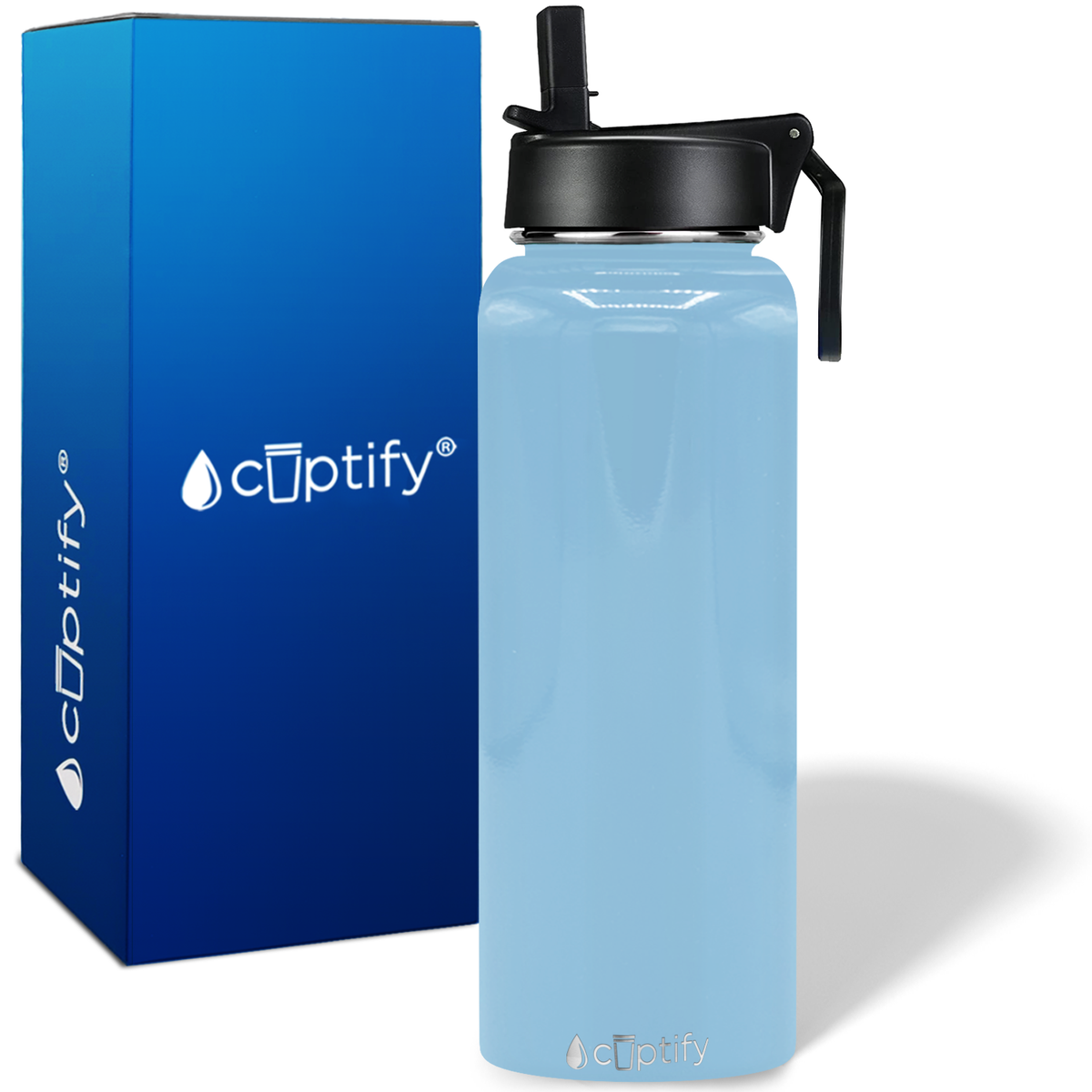 Pastel Blue Gloss 40oz Wide Mouth Water Bottle
